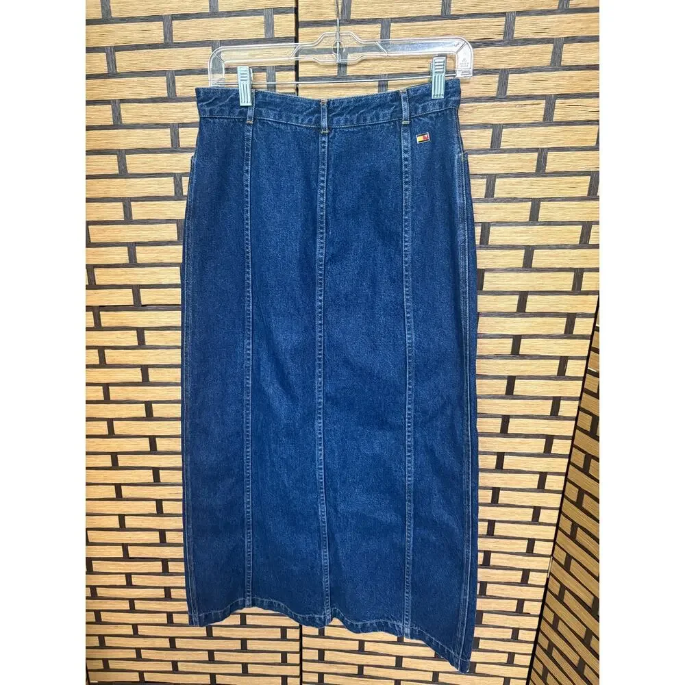 Tommy Hilfiger Denim Button Front Maxi‎ Skirt Size 6